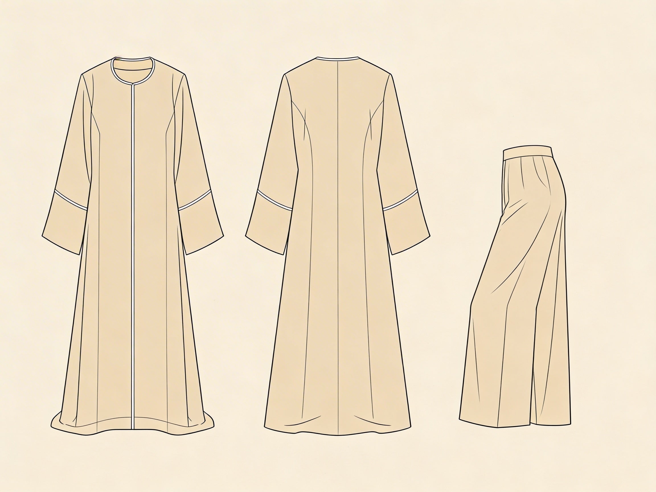RAYA Jacket — technical flat, front and back view