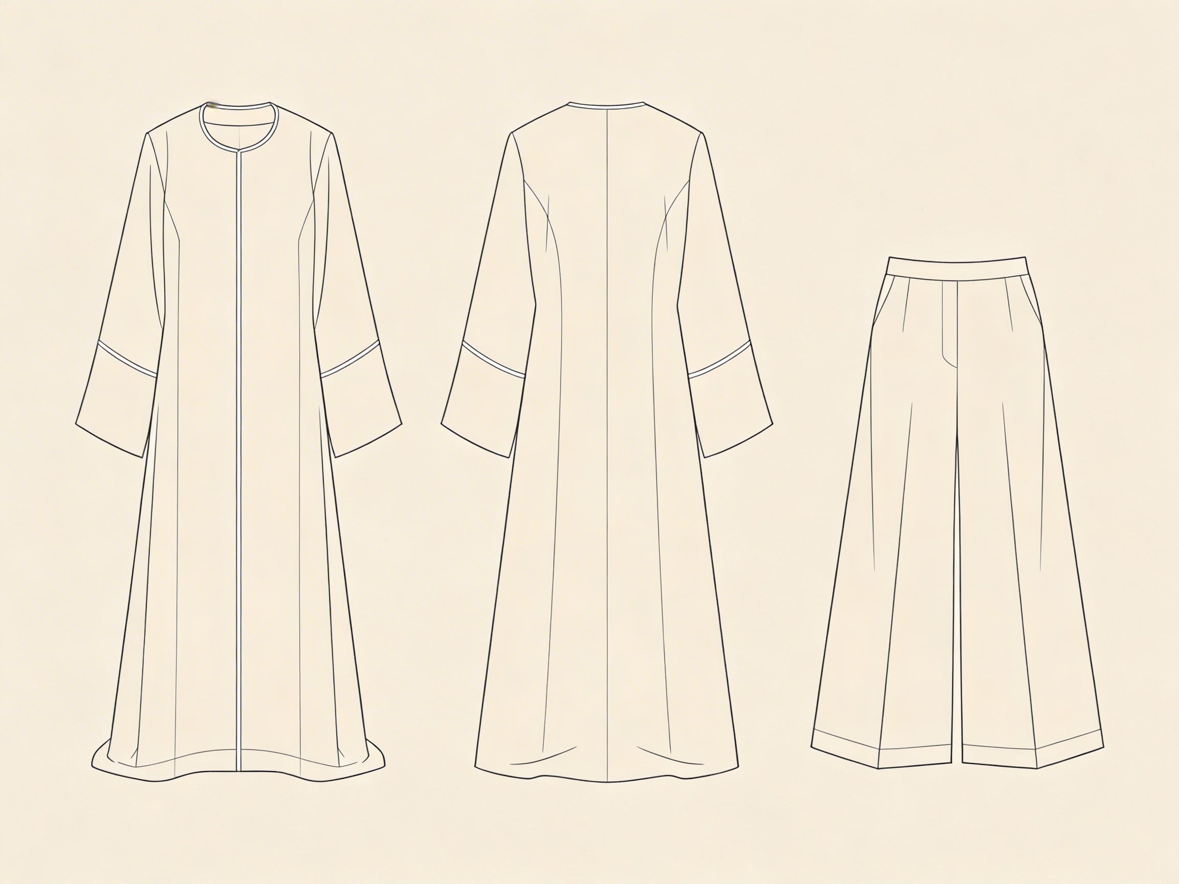 RAYA Pant — technical flat, front view
